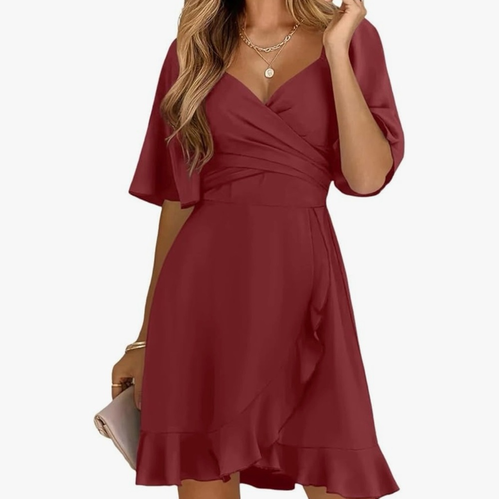Elegant Burgundy Wrap Dress